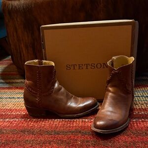 Stetson Chestnut Leather Booties